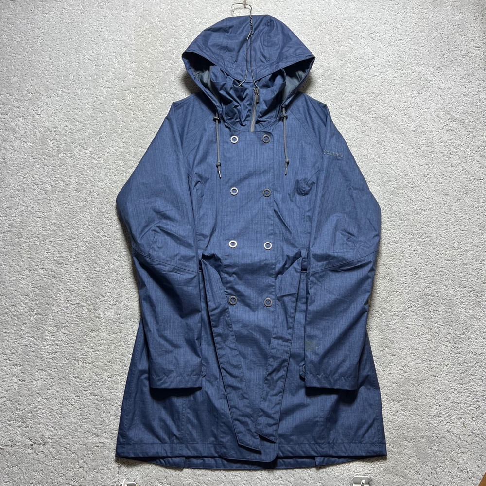 Columbia Jacket Womens Medium Blue Omni-Tech Steal Your Thunder Hooded Trench